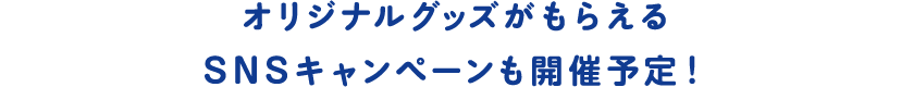 オリジナルグッズがもらえるSNS キャンペーンも開催予定！
