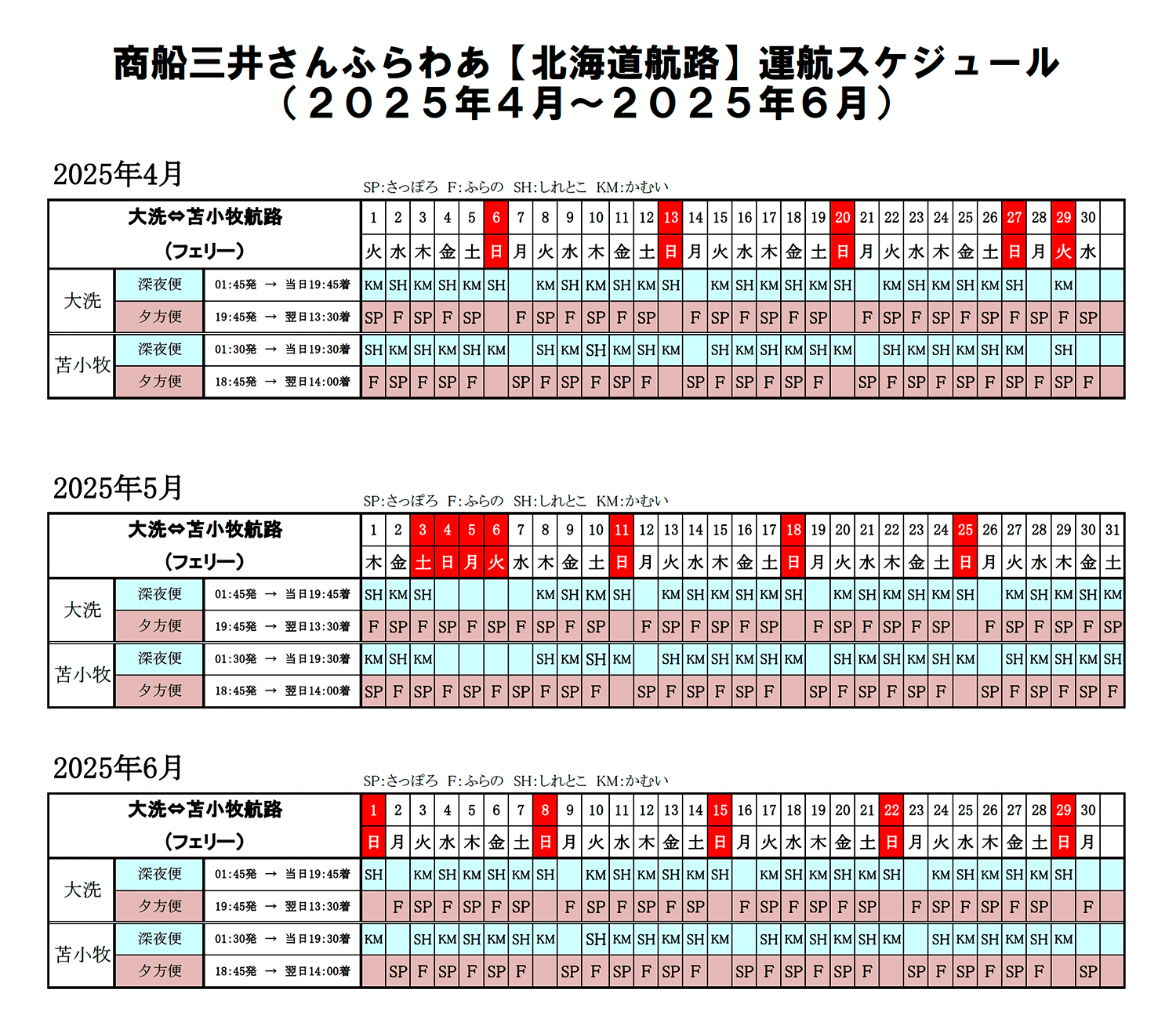 運行スケジュール